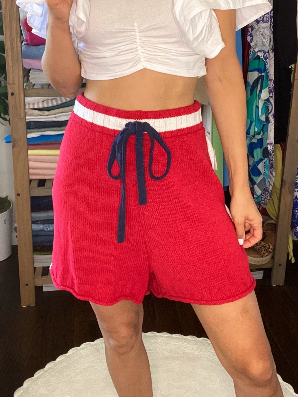 LOU & GREY Red Knit Drawstring Women's Shorts! 🇺🇸